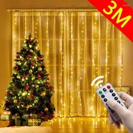 Str￤ngar ledde USB -lampor Fairy Remote Control Christmas Curtain Decorations For Home 2022 Navidad Yeanged