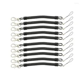 Keychains 10st Black Coil Springs Keychain COLTONE Snap Hook Holder Driveble Cord Key Chain HolderkeyChains Fier22