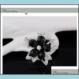 Pins Brooches For Women Sier Plated Clear Prom Beautifly Bridesmaid Flower Brooch Pins Jewelry Gift Crystal Rhinestone Drop Delivery Dhcqx