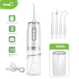 saengQ Portatile Irrigatore Orale Ricaricabile Acqua Flosser Dental Jet Serbatoio Detergente per denti pugno intelligente USB 220 ML 220727