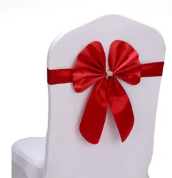 Pokrywa krzesełka Pasek Bow Okalność Dekoracja ślubna Okładki Elastyczne Wstążki Kolor Opcjonalnie