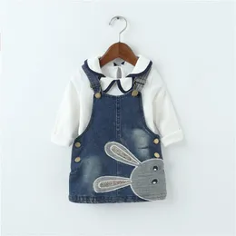 Clothing Sets Dulce Amor Girls Dress Set Fall Baby Clothes 2PC Print Suit Long Sleeve Pullover Shirt+Denim Suspender