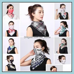 Women Scarf Face Mask Silk Chiffon Handkerchief Outdoor Windproof Half Dust-Proof Sunshade Masks Dust Party Drop Delivery 2021 Designer Hous