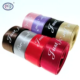 HL 25MM 5M8M Just For You Printed Ribbon for Wedding Christmas Party Decorations DIY Bows Craft Ribbons Card Gifts Wrapping Y201020