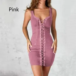 Women Bandage Dress Vestidos Verano New Arrival Pink Celebrity Party Dress Spaghetti Strap Hollow Out Runway Dresses T200604