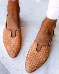 läder dam fårskinn sexiga damer platt klackar sandaler casual skor pioned tå flätad spänne summa ab