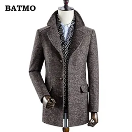 Przyjazd Batmo Winter Wysoka jakość 60% wełny gęstwy trencz hartowy szaro-wełniane kurtki menmenów plus wielkości m-3xl0833 201222