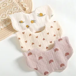 Детская кормление нагрудники 360 градусов 6 слоев хлопковая пряжа лепестка младенцы кружевное полотенце слюны рожденное малыш мягкая хлопчатобу