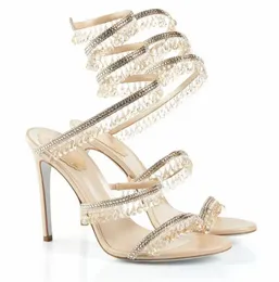 Eleganti sandali serali scarpe da donna per donne piastre di scintillio tacco da tacco Lady cristallo perle alte con tacchi alti festeggiano bianco nero