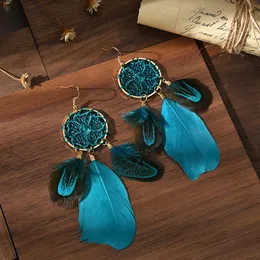 Dangle & Chandelier Bohemian Ladies Earrings Women Lightweight Dream Catcher Flower Woven Feather Boho Summer Thailand Gypsy JewelryDangle D