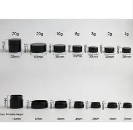 ポータブル空のクリームジャージャー1G 2G 3G 5G 10G 20Gブラックポットボックス香水ボトルメイクアップネイルアート化粧品ビーズローションストレージコンテナ