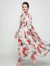 캐주얼 드레스 로즈 플라워 프린트 해변 휴가 공휴일 플러스 크기 동화 여성을위한 2022women 드레스 여자 길