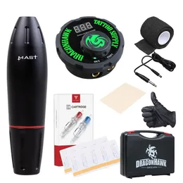 Professionelles Tattoo Kit Rotary Pen Machine Mast Set Permanent Make-up Patrone Nadel Body Art 220624