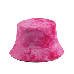 Berets Double-sided Wearing Cap Visor Bucket Hat Men And Women Street Trend Tie-dyed Ink Painting Pattern Fisherman HatBerets