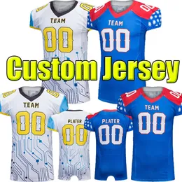 2022 Custom qualsiasi squadra American Football Jersey Logo Badge Nome sponsor e numero ricamo di ricami Summer Design