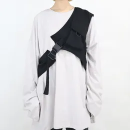 Marsupi Harajuku Rock One Shoulder Buckle Cool Vest per uomo Donna Streetwear Tactical Light Accessorio staccabile BlackWaist