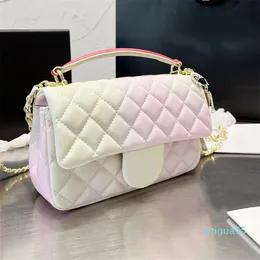 Gökkuşağı gradyan mini flep torbası kuzu derisi sap kolye klasik kapitone altın donanım deri zinciri omuz crossbody el çantası tasarımcısı