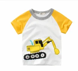 Детская футболка с мультяшным принтом, хлопковая летняя футболка для мальчиков, повседневные милые детские топы с короткими рукавами, одежда для малышей