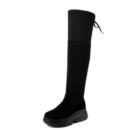 moda donna stivali da neve autunno inverno donna moda stivali a fondo piatto scarpe sopra il ginocchio stivali alti in pelle scamosciata lunghi Y200915