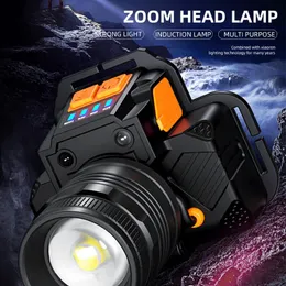 Strålkastare Strålkastare utomhusmonterad LED Zoom Lysande strålkastare med sensor vattentät camping vandring stark