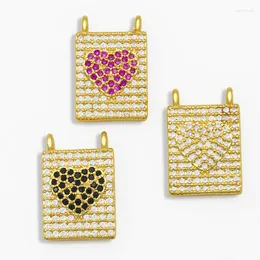 Hänghalsband diy litet märke hjärta för kvinnor med flera färg smycken cz komponenter halsband pdta136 spläder