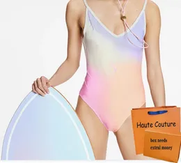 Costume da bagno da spiaggia estivo 2022 con stampa completa di lettere di moda per bikini da donna, bikini sexy, rampa sfumata