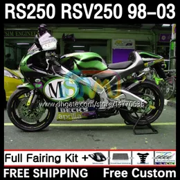 Fairings and Tank Cover for Aprilia RSV RS 250 RSV-250 RS-250 RSV250 98-03 4DH.153 RS250 RR RS250R 98 99 00 01 02 03 RSV250RR 1998 1999 2000 2001 2003 Body Black Green