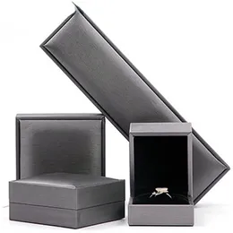 Jewelry Box Brushed PU Leather Ring Pendant Bracelet Necklace Boxes Display Storage Organizer for Wedding Birthday Gift