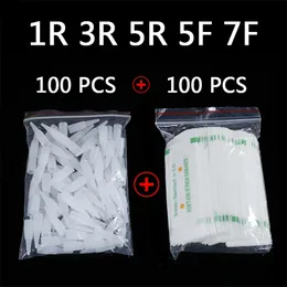 100 st 1r 3r 5r 5f 7f PMU Needles Needle Tips Disponibla Steriliserade professionella tatueringsnålar för permanent makeup ögonbryn 220706