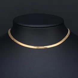 Catene Collana a catena piatta a spina di pesce in acciaio inossidabile al 100% per le donne Collane girocollo con serpente a forma di clavicola color oro argento 2,5 mm / 3 mm