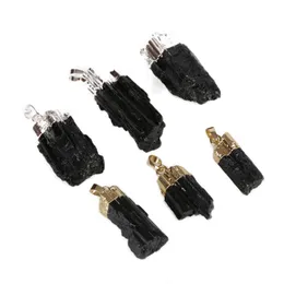 Pendant Necklaces Trendy Black Stone Schorl Pillar Tourmaline Raw Pendants For Jewelry Making Accessories Unique Design Original GiftPendant