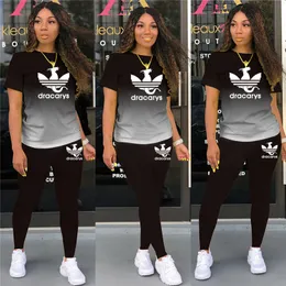 Tracksuits Women 2 Pieces Sets short Sleeve O Neck Pullover Top Trousers Sportswear Sports Suit Female Clothes Spring 220706