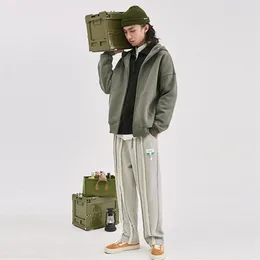 Felpa con cappuccio da uomo in pile con cerniera di marca Harajuku Oversize Casual tinta unita allentata Felpa con cappuccio con tasche grandi Unisex Streetwear Top 220325