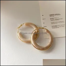 Hoop Hie Earrings Jewelry Spring Romantic Exaggerated Resin C-Shaped Retro Simple Smooth Metal Hollow Geometric For Women Drop Delivery 20