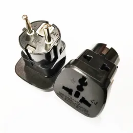 Power Adapter, 10A/16A 250V Universal Converter UK USA AU Euro till Ger Tyskland Plug AC Power- Travel Adapter Black Color/10pcs