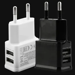 US/EU PLUG 5V 2A Dual USB Port EU Plug AC Wall Charger Adapter For NOTE 2 3 Cellphone Tablet Wholesale