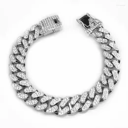 Łańcuch Link Wysokiej jakości 20 cm 8 cali Hip Hop Full Stone Bling Pave Bransoletka męska Miami Bracelet Kubańczycy dla mężczyzn Jewelry Trum22