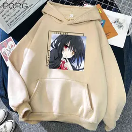 Data na żywo z kapturem Kurumi Tokisaki druk Pullover luźna unisex bluza z kapturem Y220713