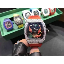 시계 손목 시계 디자이너 럭셔리 남성 기계식 시계 Richa Milles RM57-01 스위스 운동 고무 감시 대대 남성 브랜드 시계