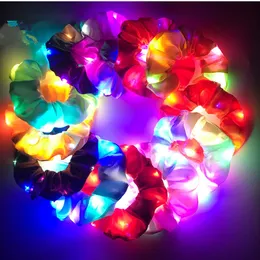 LED LED Scrunchies Women Girls Hair Band Rope Accessories Korea style Luminous Luminous Luminage Luminage Ponytail Holder Circle Colorful Lighting SCR2