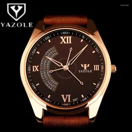 Wristwatches Men Business Watch 2022 Stylish YAZOLE Top Brand Quartz Clock Leather Watchband Rose Gold Dial Montre HommeWristwatches Hect22