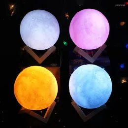 Strings LED Creative Moon Light Indoor Baterrty 3D Print Christmas Gift Lamp For Room Decoration Birthday Lights Night LightLED