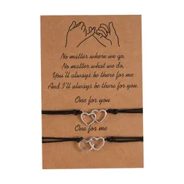 Love Bracelet Personalidade Creative Alloy Double Peach Heart Pull Card Casal Pulseira