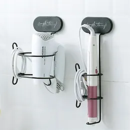 Haartrockner-Ständer, Badezimmer-Organizer, WC-Zubehör, selbstklebender, wandmontierter Lockenstab, Glätteisen-Halter, Haken 220611