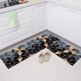 Geometry Waterproof Oilproof Antislip Bath Soft Bedroom Floor Mat Living Room Carpet Doormat Kitchen Rug 220812