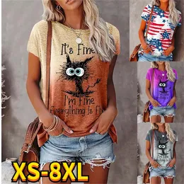 여름 여자의 플래그 3D 프린트 티 셔츠 둥근 목 일 일일 탑 캐주얼 스트리트웨어 디자인 여성 세련된 셔츠 220628