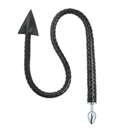 Metal Anal Plug Pu Leather Whip Fetish Sexig Devil Tail Tail Cosplay Butt Toys för par Män och kvinnor Vuxna spel