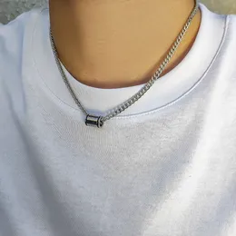 2022 Punk Simple Titanium Steel Cuban Chain Necklace Men's Geometric Cylinder Hip Hop Casual Necklace Fashion Summer Jewelry