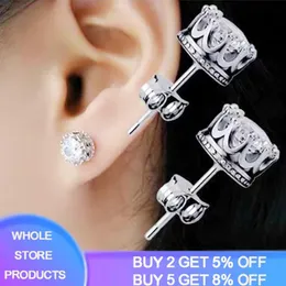 Stud With Certificate Unisex Fashion Jewelry Round 2 Carat Zirconia Diamond Silver Color Earrings For Lover Women Men JewelryStudStud