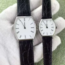 Высочайшее качество, модные кварцевые часы для мужчин и женщин, серебряный циферблат, сапфировое стекло, классический дизайн Tonneau, наручные часы, женские элегантные часы с кожаным ремешком 1403